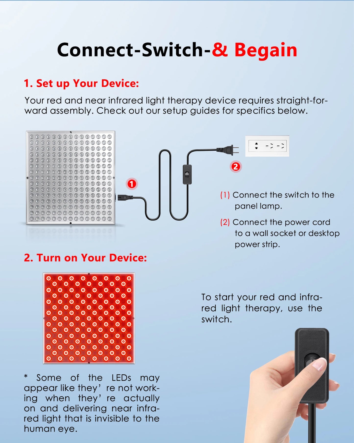 LED Red Light Therapy Panel Lamp for Facial Anti Aging Skin Care Beauty 225 LED Light Body Pain Relief Physical Therapy Tools